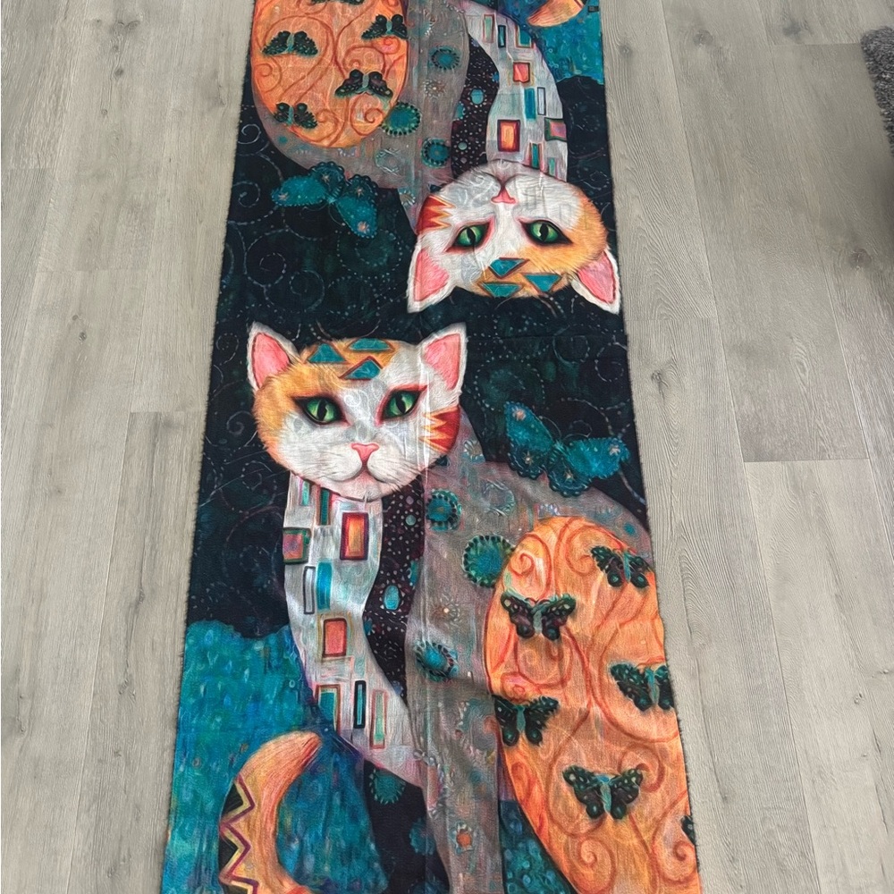 Colorful Cat-Themed shawl